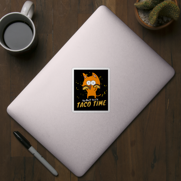 The Best Time Is Taco Time Funny Orange Cat Dark Version by DesignArchitect